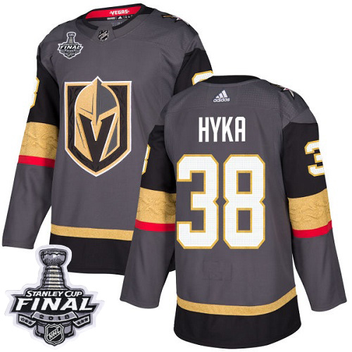 Adidas Golden Knights #38 Tomas Hyka Grey Home Authentic 2018 Stanley Cup Final Stitched Youth NHL Jersey - Click Image to Close